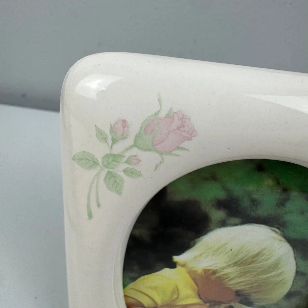 Vtg Floral Triple Picture‎ Frame Coquette Cottagecore Rose Photo Frame